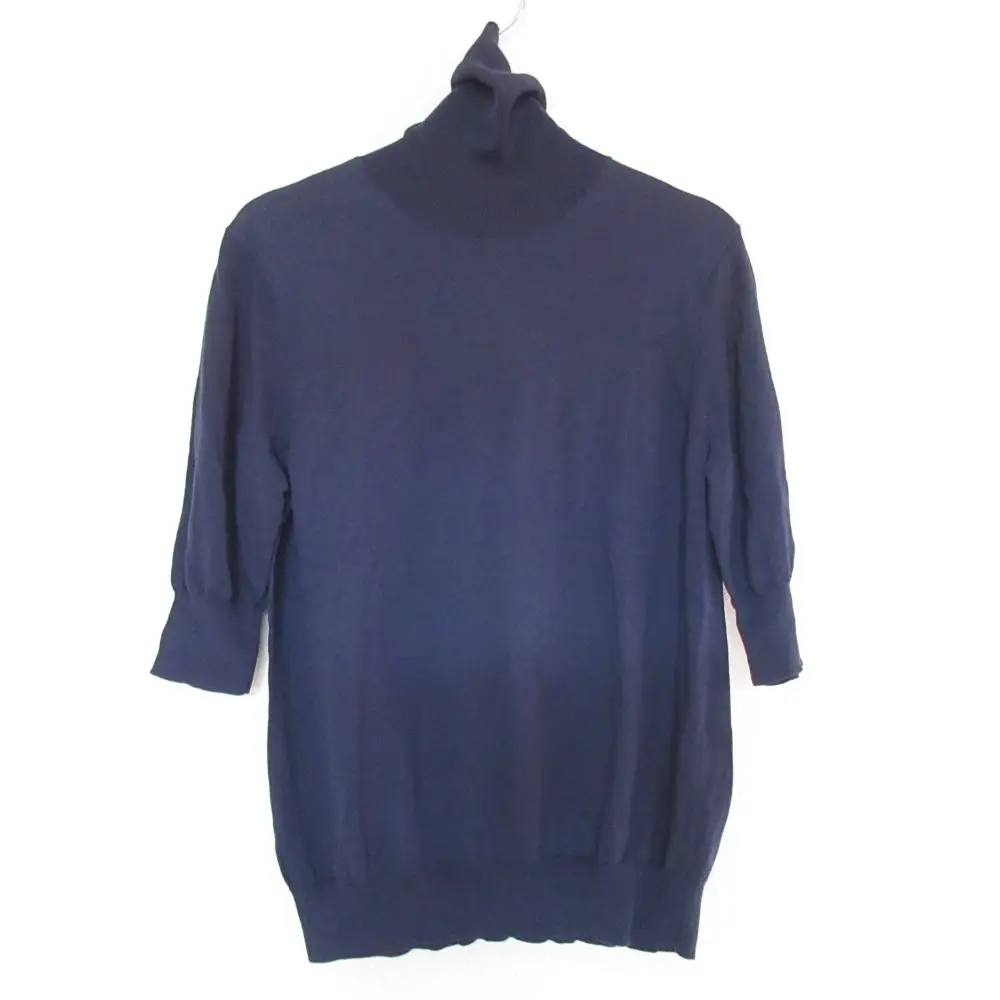 Drawer ドゥロワー コットンシルク 18G 5分袖 タートルネックニット プルオーバー カットソー 6518-106-0782 2 ネイビー