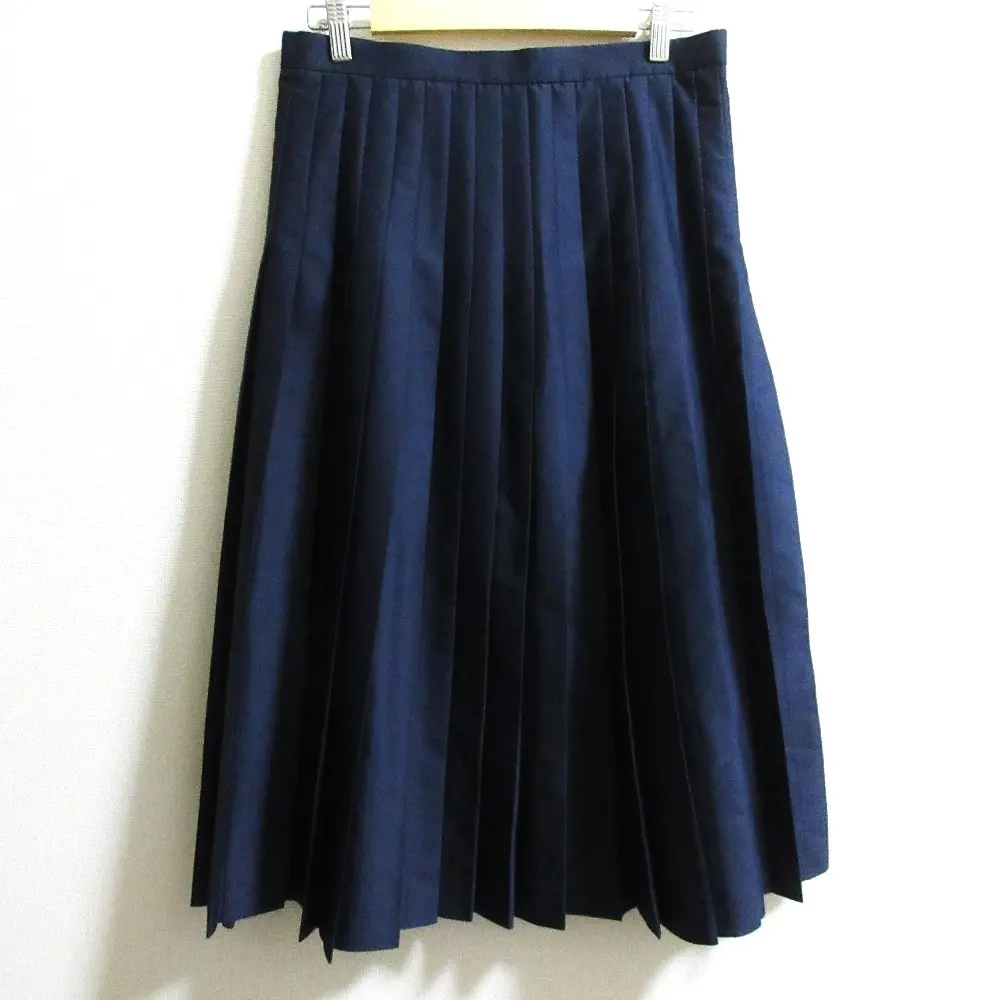 Drawer ドゥロワー シルクブレンド ミモレ丈 ロング プリーツスカート 6524-299-0943 サイズ40 ネイビー