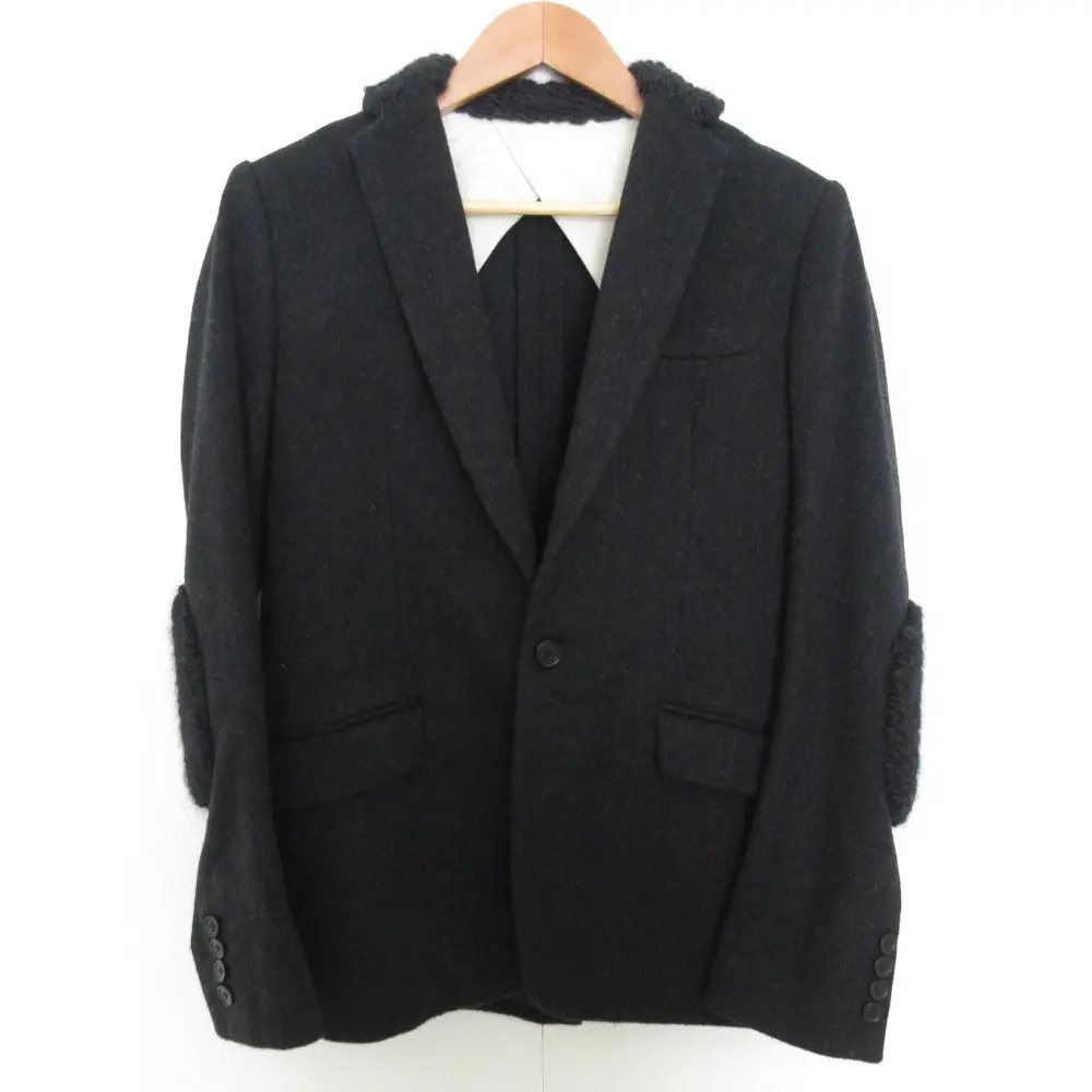 Drawer ドゥロワー アルパカブレンド エルボーパッチ テーラードジャケット 6522-299-0251 サイズ40 ブラック