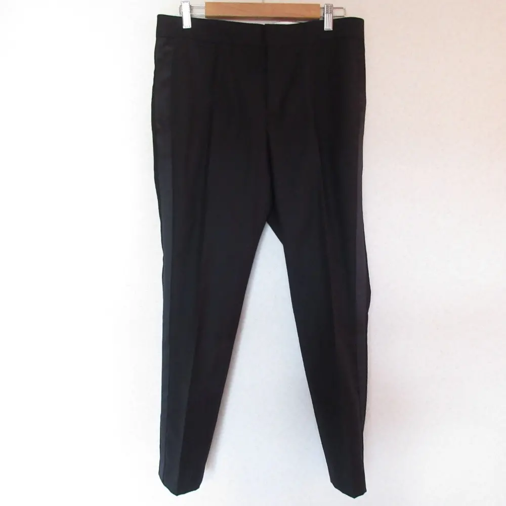 Drawer ドゥロワー ウールギャバ 側章 サイドライン スリムパンツ スラックス 6514-236-0779 40 ブラック