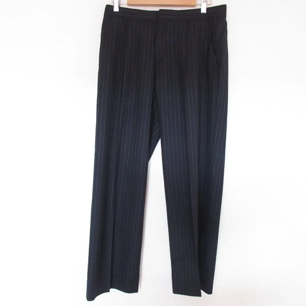 Drawer ドゥロワー ウール ストライプ柄 スラックス パンツ 6514-236-0674 38 ブラック