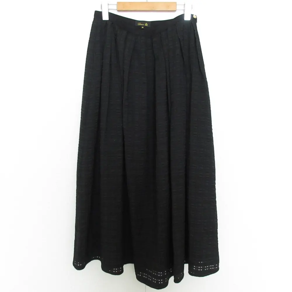 Drawer ドゥロワー チェックシアータックフレアスカート 6524-299-1474 サイズ40 ブラック