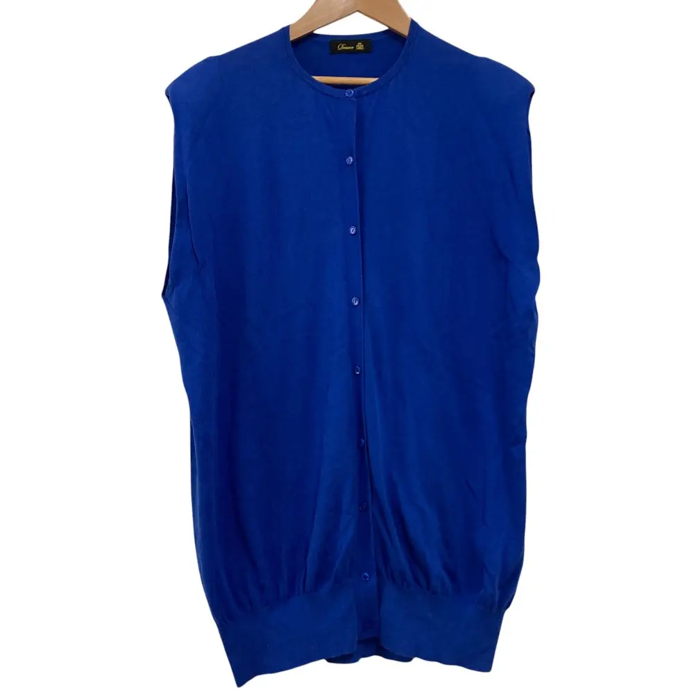 Drawer ドゥロワー 16Gコットン天竺ノースリーブカーディガン ブルー