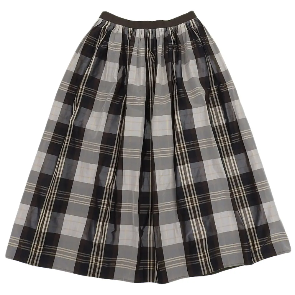 DRAWER ドゥロワー ウール100％ バックジップ ミモレ丈 フレアスカート