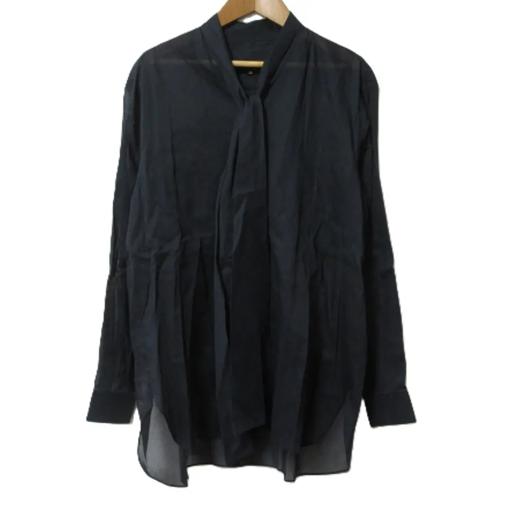 Drawer ドゥロワー シアー コットンボイルリボンタイブラウス 6521-299-0916 サイズ38 ネイビー