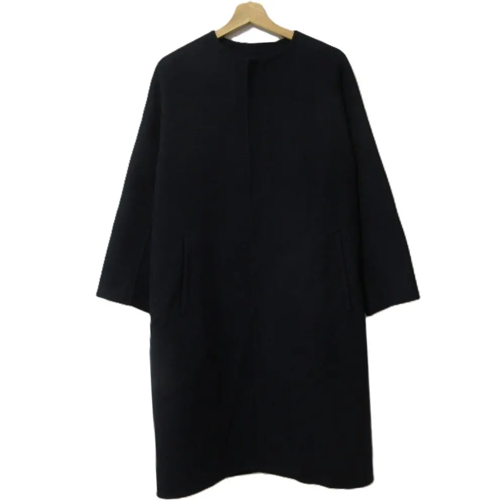 Drawer ドゥロワー ウールケヌキノーカラーコート 6525-299-0723 サイズ36 ダークネイビー