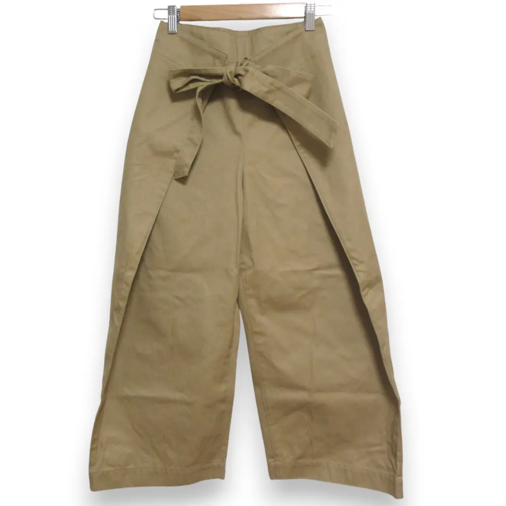 DRAWER ドゥロワー カツラギ織り コットン ラップ ワイドパンツ 6514-236-0761 サイズ36 キャメル ブラウン系