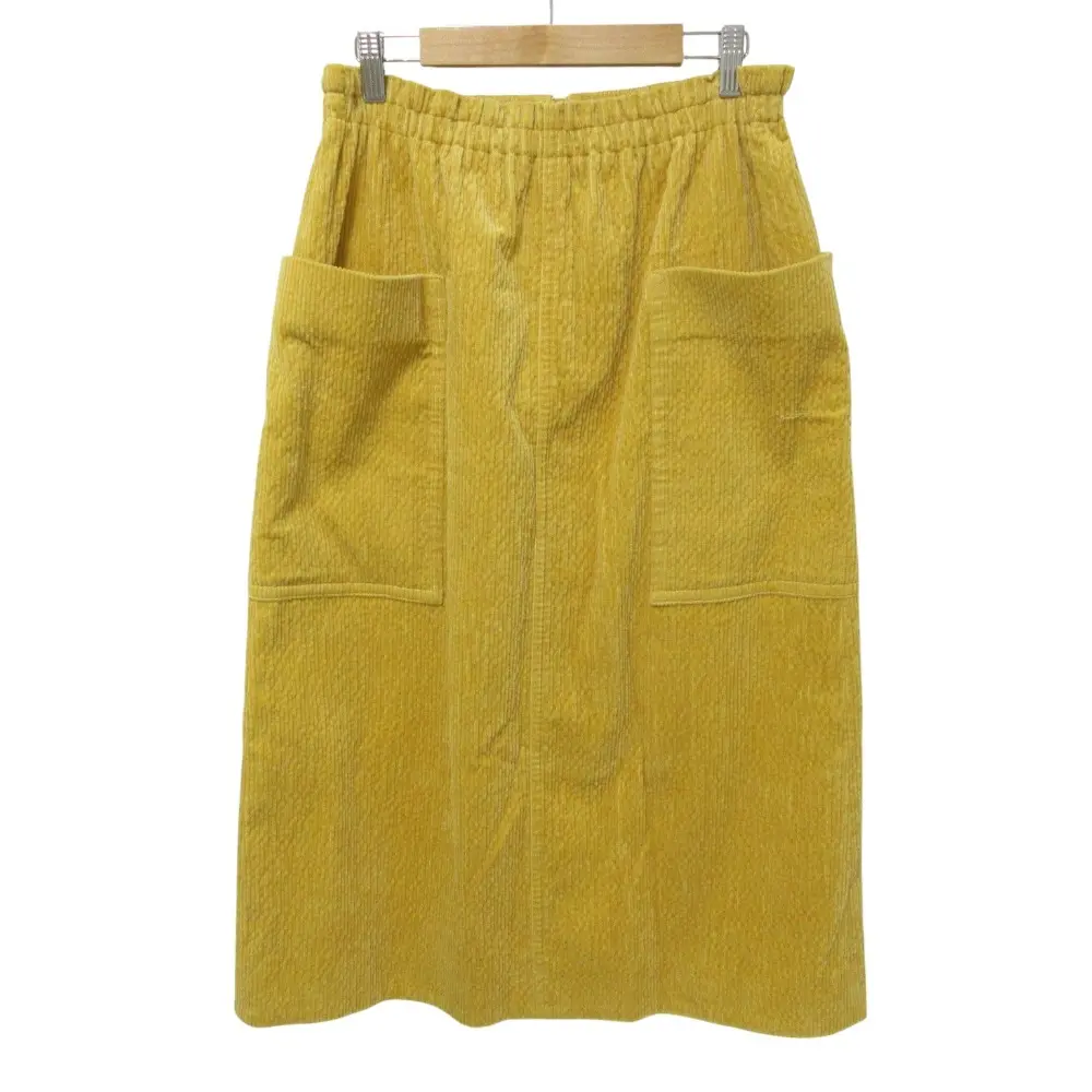 DRAWER ドゥロワー コーデュロイサイドポケット ロング タイトスカート 38 イエロー