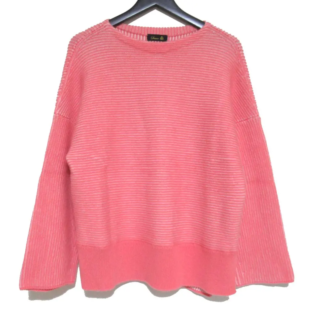 Drawer ドゥロワー 9G畦編み クルーネック ニット セーター ピンク