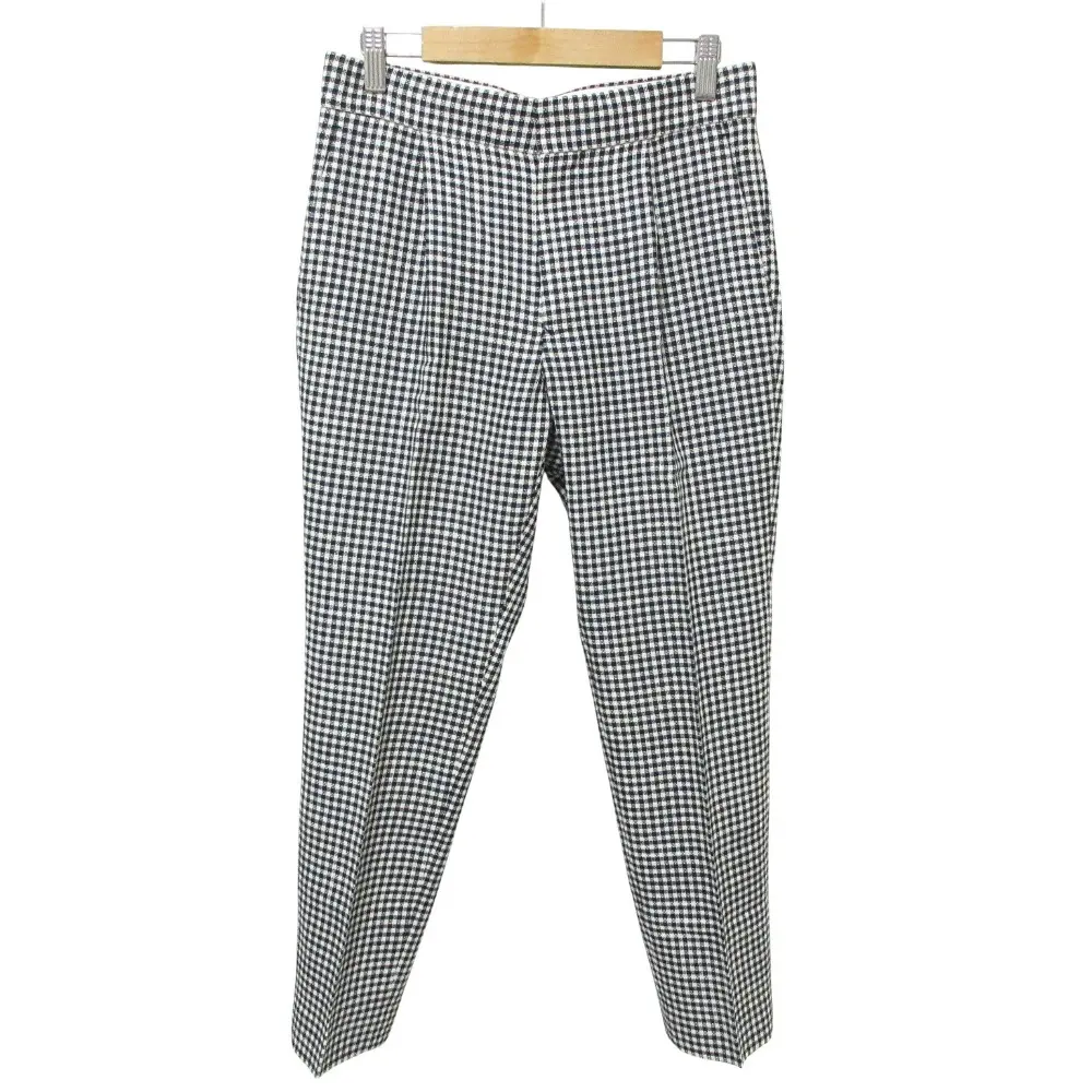 DRAWER ドゥロワー ウールシルク クロップド ギンガムチェックパンツ 6514-236-1186 36 ブラック ホワイト