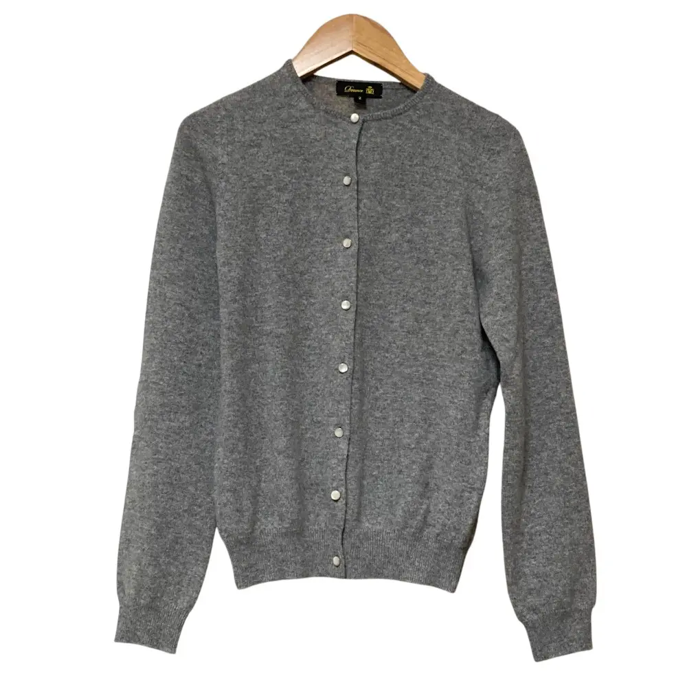 Drawer ドゥロワー カシミヤ クルーネック ニットカーディガン 6515-106-0027 サイズ2 グレー