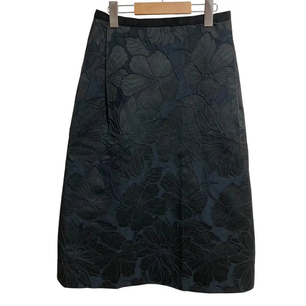 DRAWER ドゥロワー ウール100％ バックジップ ミモレ丈 フレアスカート