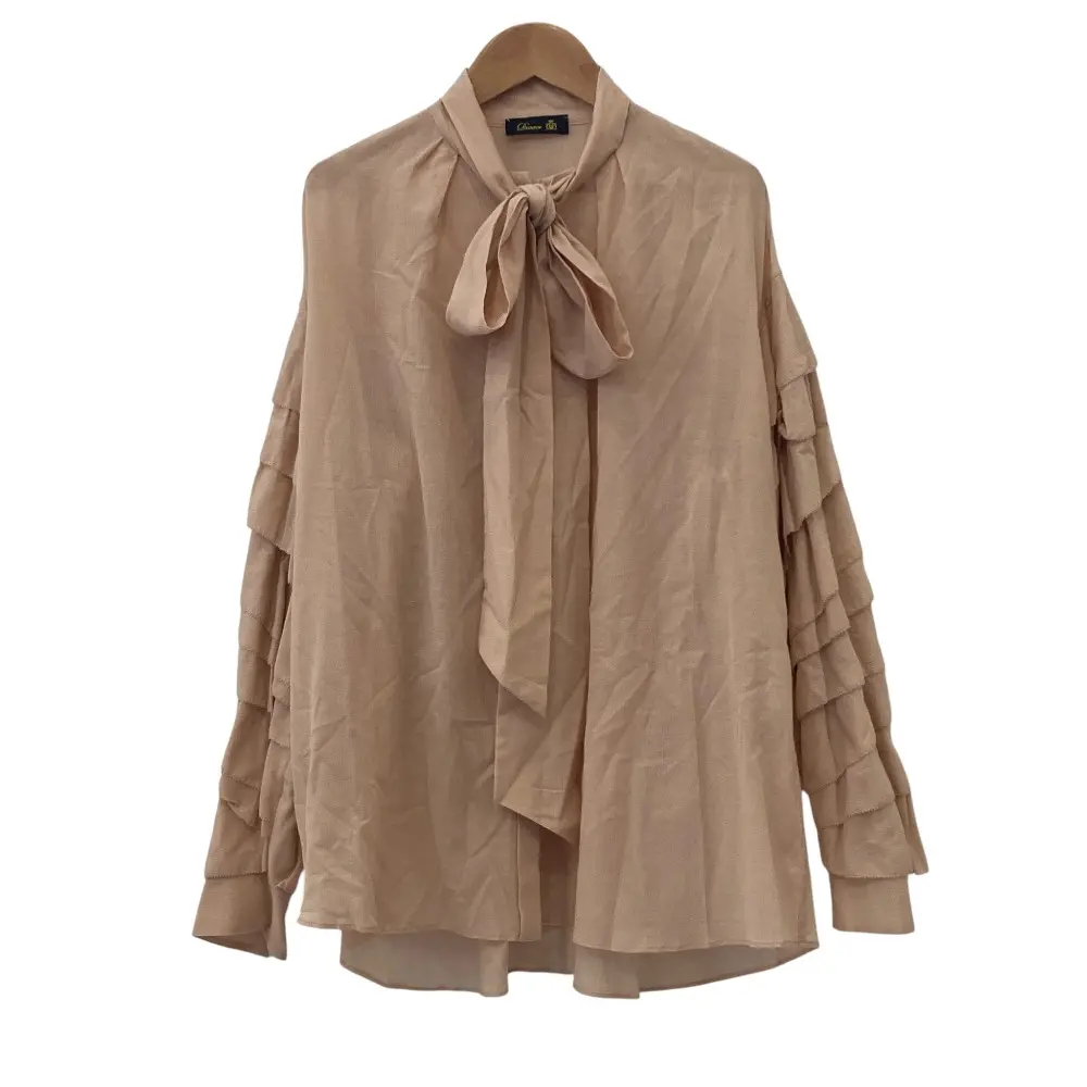 23SS ドゥロワー RESORT2 コットンシルクフリルリボンブラウス ピンク