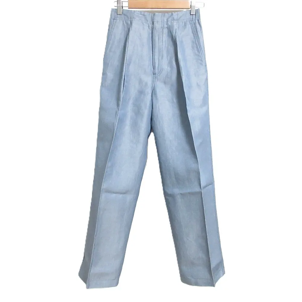 Drawer ドゥロワー シルクリネン バックギャザータックパンツ 6514-236-1426 サイズ36 ブルーグレー