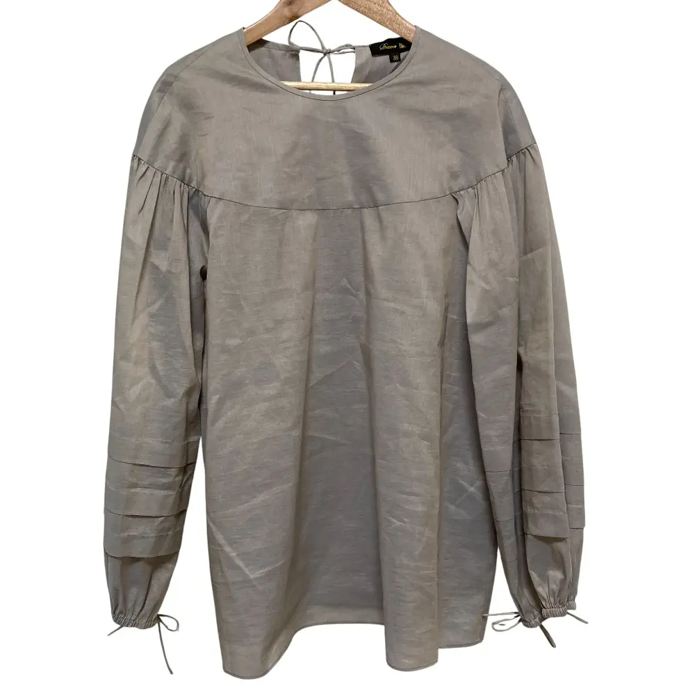Drawer ドゥロワー ギャザースリーブメランジブラウス サイズ38 グレー 
