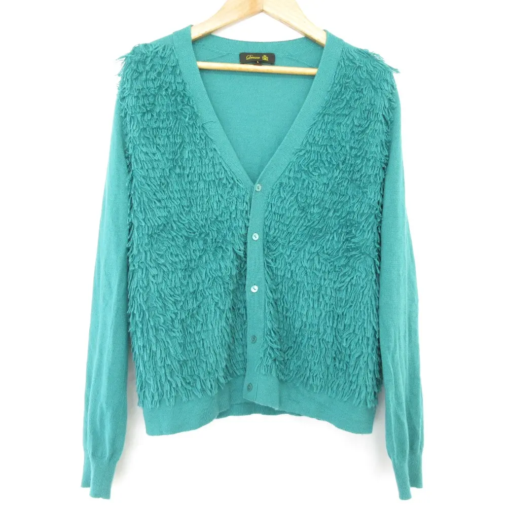 DRAWER ドゥロワー カシミヤコットン フリンジニット カーディガン サイズ1 グリーン