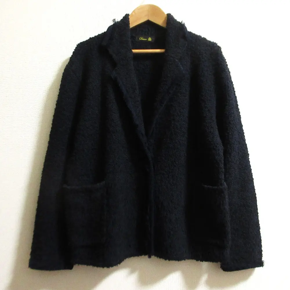 Drawer ドゥロワー RESORT2 3G フリンジ ニット ジャケット 6515-199-0599 ネイビー