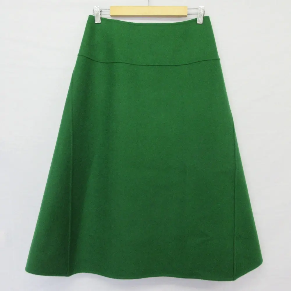 Drawer ドゥロワー バックジップ ミモレ丈 フレアスカート  6524-234-1375 サイズ40 グリーン