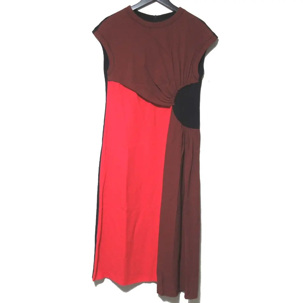 DRIES VAN NOTEN ドリスヴァンノッテン ロング丈 フレンチスリーブ ギャザー ドレス ワンピース 38サイズ マルチカラー