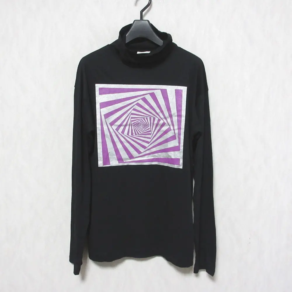 Dries Van Noten ドリスヴァンノッテン グラフィックプリント 長袖 ハイネック プルオーバー カットソー XS ブラック