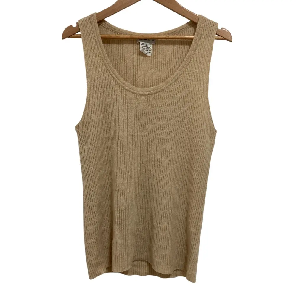 Dries Van Noten ドリスヴァンノッテン ライカ期 カシミア100％ Uネック リブニット タンクトップ カットソー S ベージュ