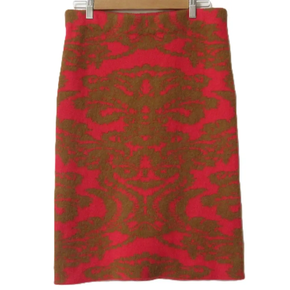21AW Dries Van Noten ドリスヴァンノッテン アルパカブレンドジャガード ニットスカート ピンク×ブラウン