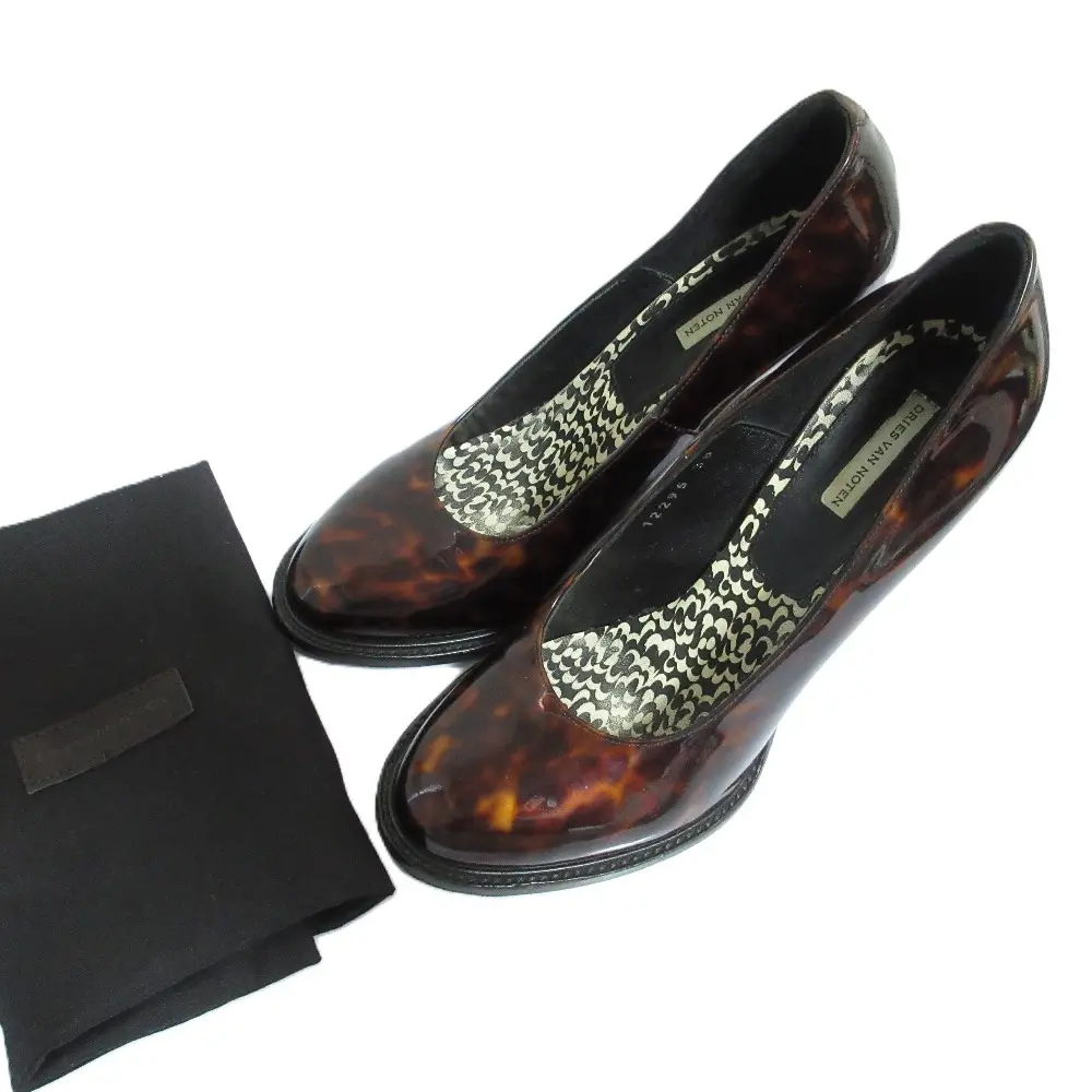 DRIES VAN NOTEN ドリスヴァンノッテン レオパード柄 チャンキーヒール パンプス サイズ38 24cm相当 ブラウン
