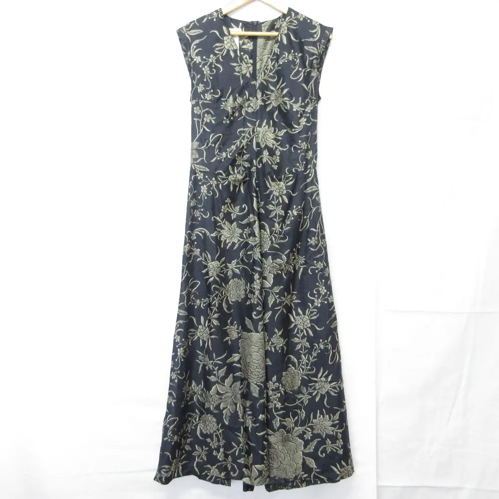 DRIES VAN NOTEN ドリスヴァンノッテン ライカ期 ノースリーブ シルク フローラルプリント ワンピース 36 ネイビー