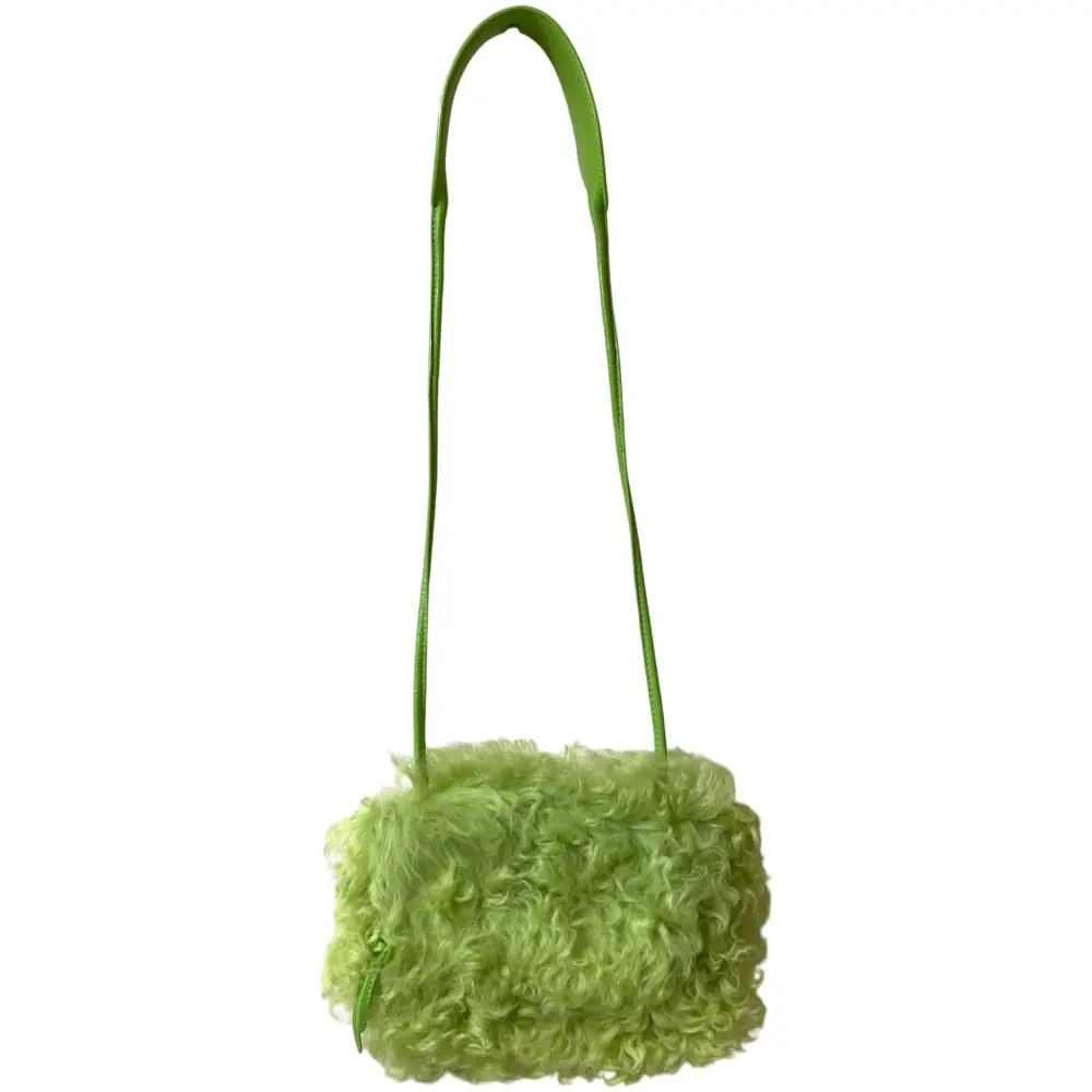 DRIES VAN NOTEN ドリスヴァンノッテン ムートンファー クロスボディショルダーバッグ グリーン