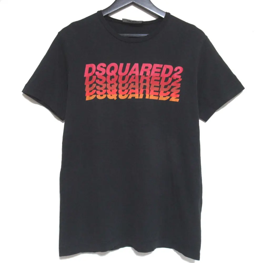 21SS DSQUARED2 ディースクエアード グラデーションロゴ プリント 半袖 Tシャツ カットソー XSサイズ 155/80A ブラック