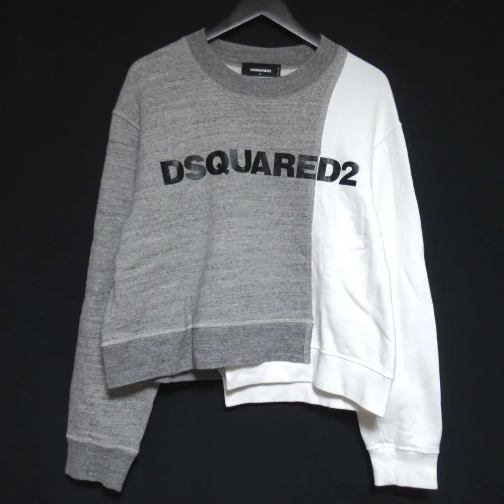 21SS DSQUARED2 ディースクエアード ロゴプリント 長袖 スウェットシャツ トレーナー 裏起毛 Sサイズ グレー×ホワイトの買取実績【2025年2月買取】