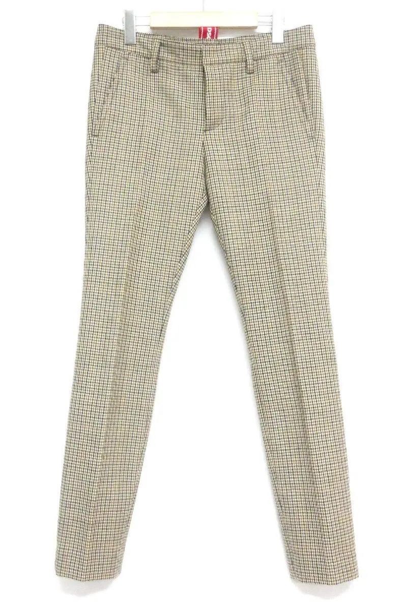 DSQUARED2 ディースクエアード ハウンドトゥース センタープレス テーパードパンツ S75KB0139 サイズ38 ベージュ