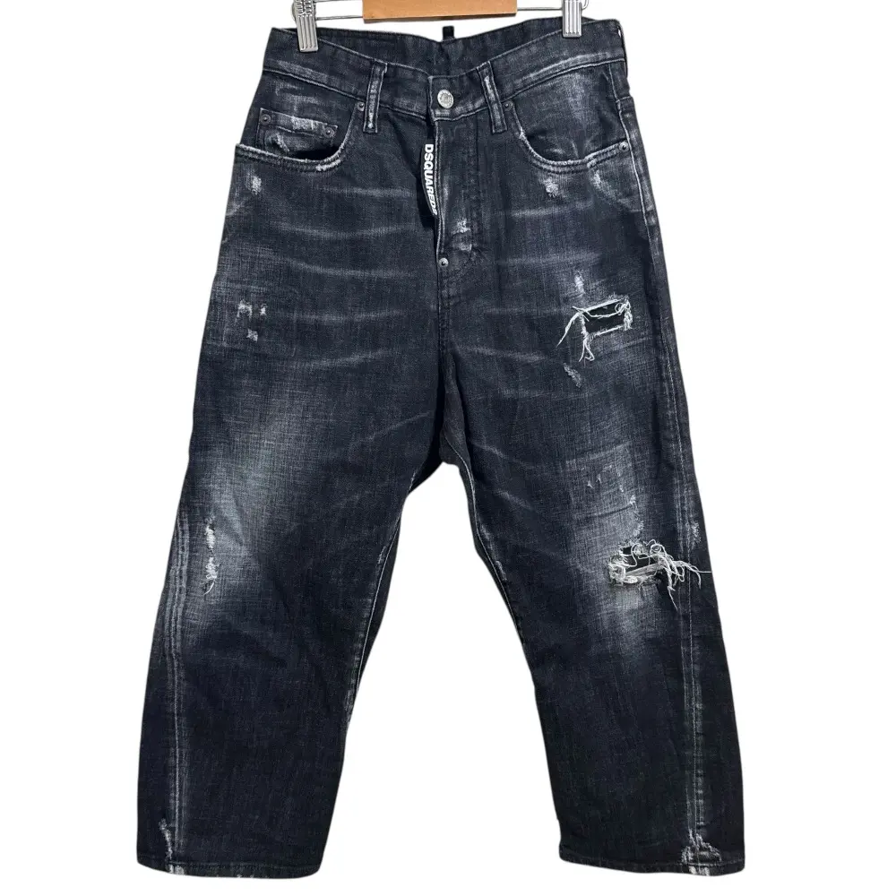 Dsquared2 ディースクエアード ダメージ加工 ストレッチ ボタンフライ ジーンズ デニムパンツ 34 ブラック