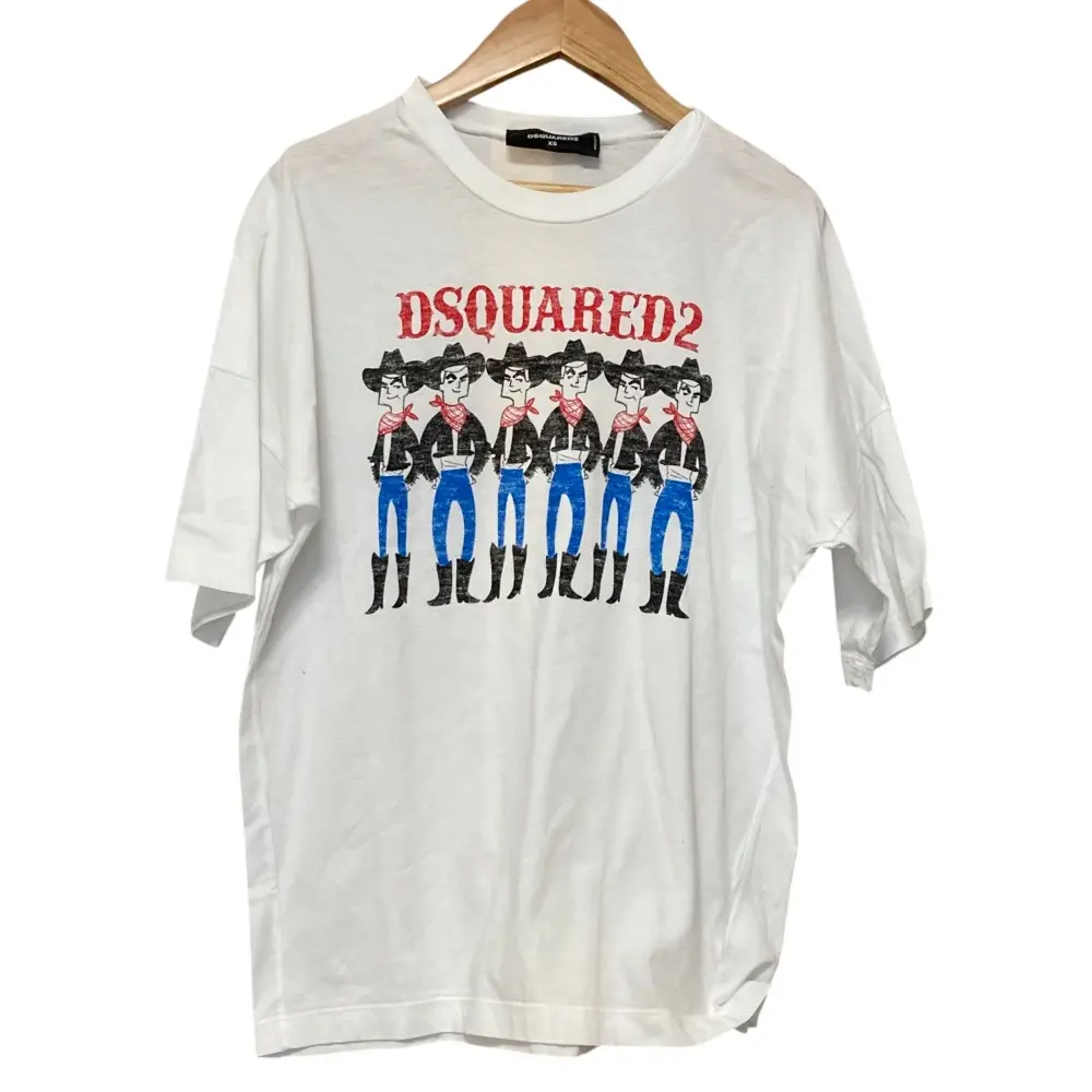 DSQUARED2 ディースクエアード COWBOY TEE プリント 半袖 オーバーサイズ Tシャツ カットソー XS ホワイト