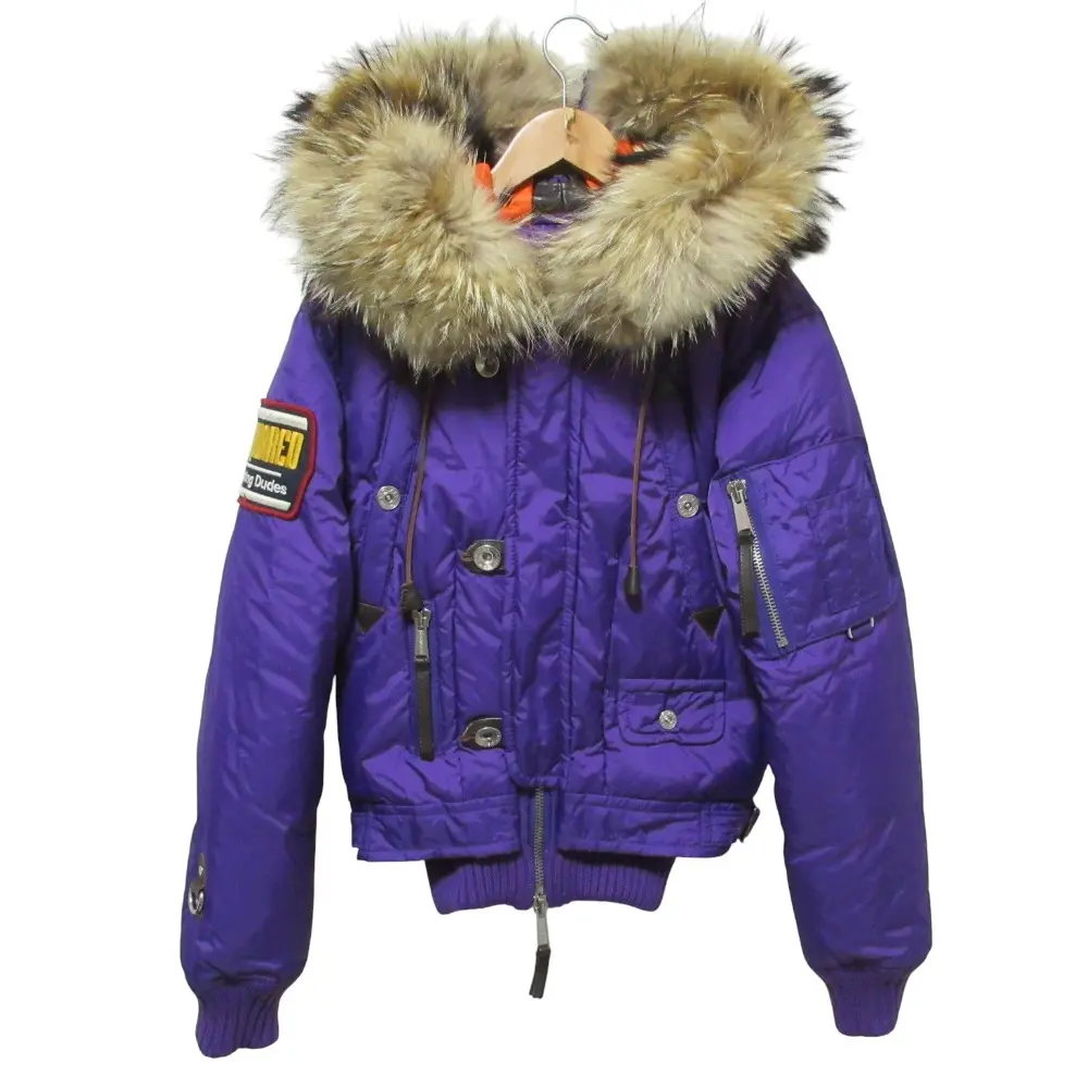 Dsquared2 ディースクエアード N-2B ファー付き ミリタリーダウンジャケット ブルゾン 38 パープル