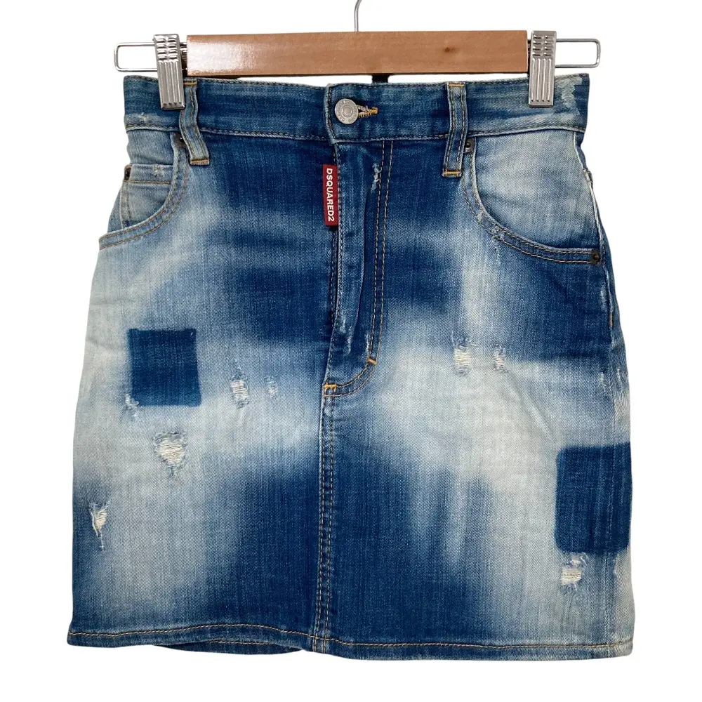 DSQUARED2 ディースクエアード ストレッチ ウォッシュ加工 デニムミニスカート 36サイズ ブルー