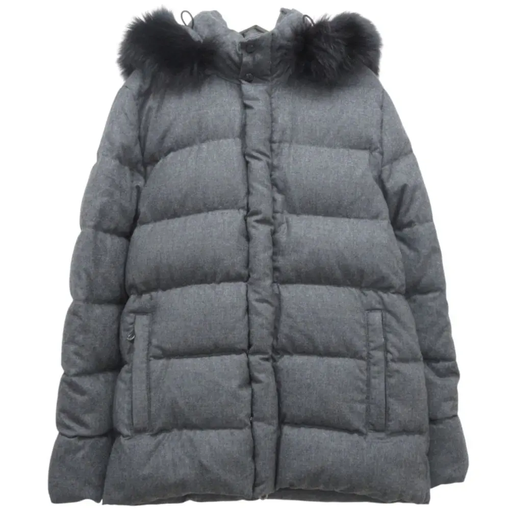 DUVETICA デュベティカ EUBULEO DUE ウール カシミヤブレンド ファー付き ダウンジャケット 44 グレー