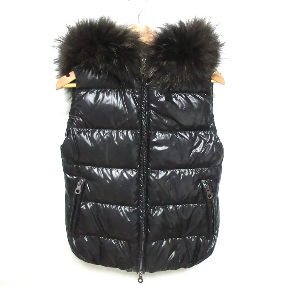 DUVETICA デュベティカ Goccia ゴッチャ ラクーンファー フーデッド ダウンベスト ジャケット 40 ブラック