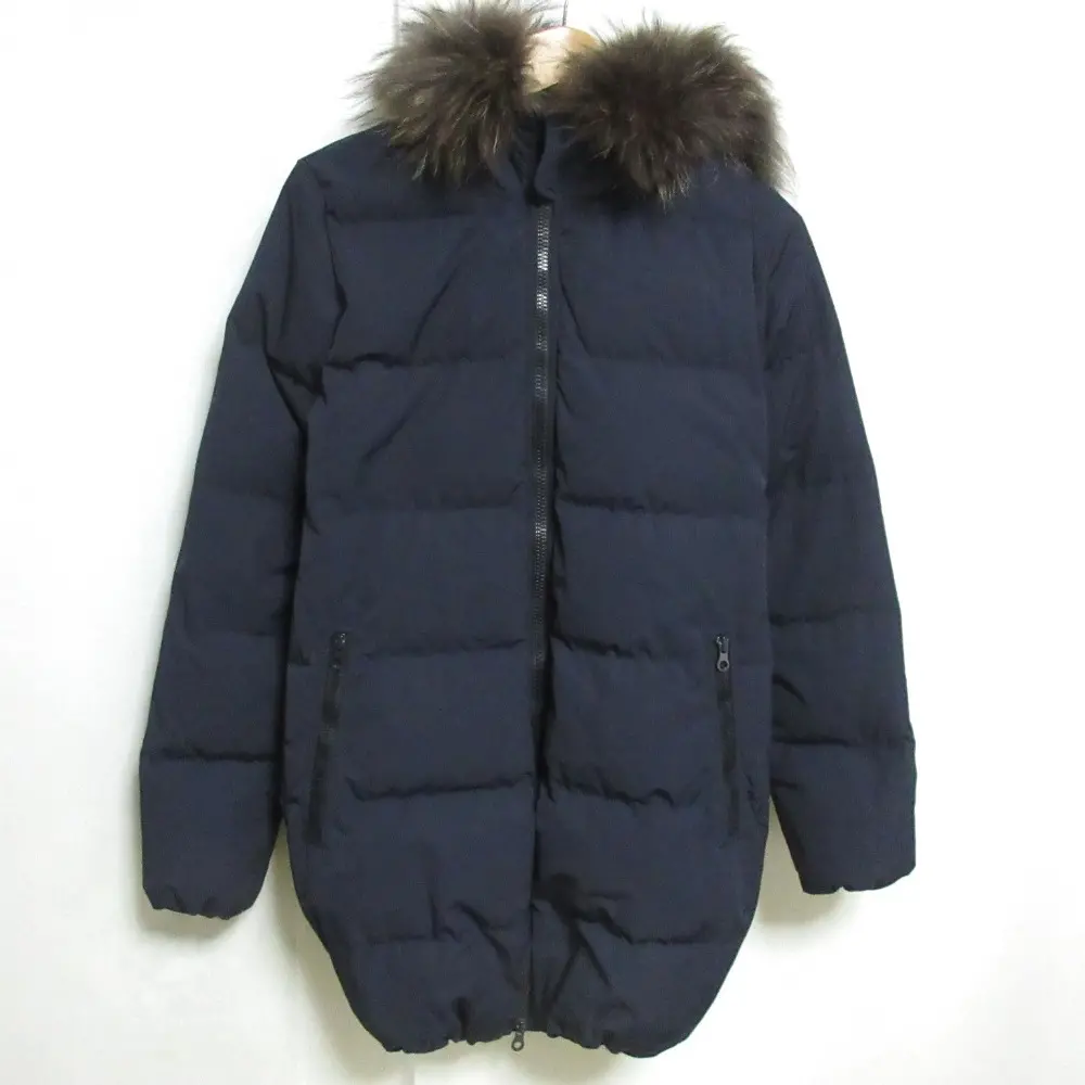 DUVETICA デュベティカ KAPPA-n.c. ナイロンコットン フーデッド ダウンコート ロングダウンジャケット 38 ネイビー