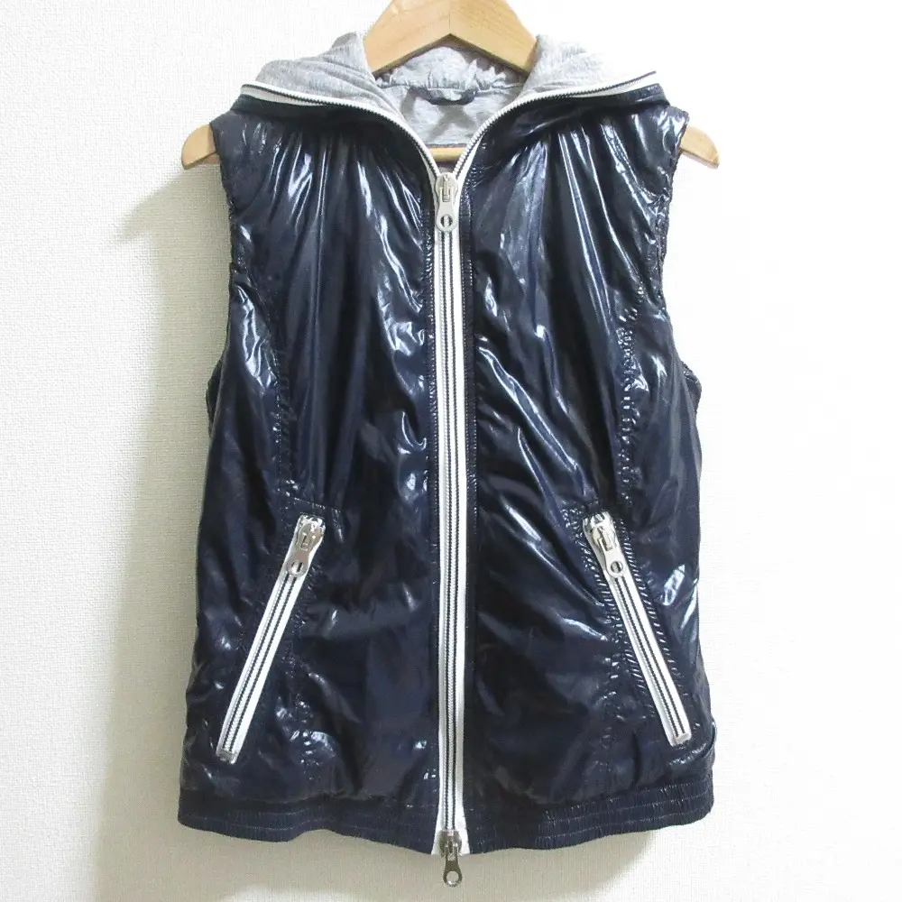 DUVETICA デュベティカ ABREZIA アブレジア ダブルジップ フーデッド ライトダウンベスト サイズ40 ネイビー