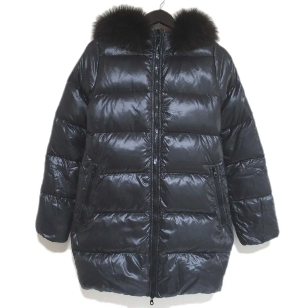 DUVETICA デュベティカ KAPPA フォクスファー フーディー ジップアップ ナイロン ダウンコート 38サイズ ブラック