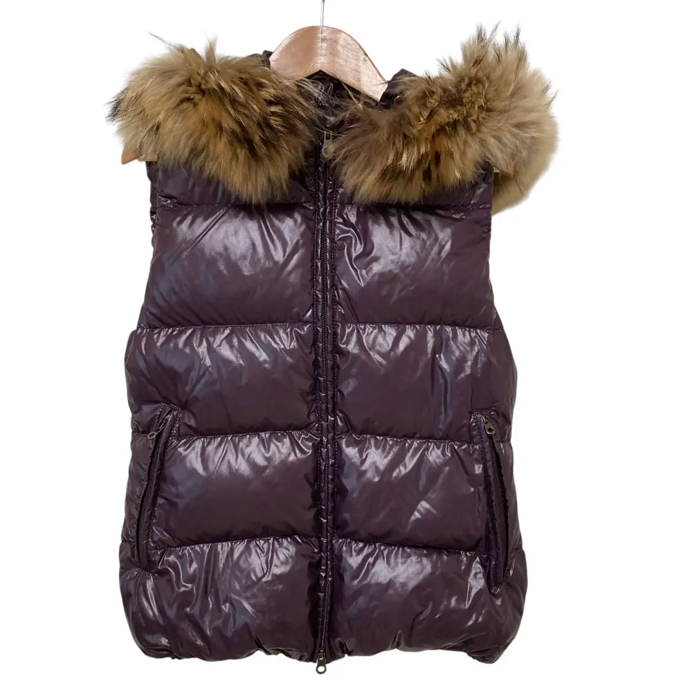 DUVETICA デュベティカ GOCCIA ファーフーディー ダウンベスト サイズ38 パープル