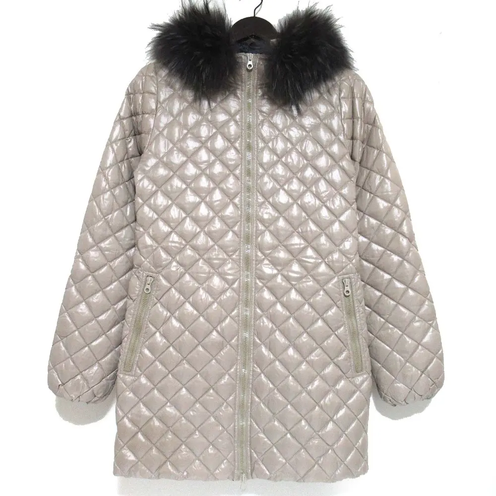 DUVETICA デュベティカ ACCA フィンラクーンファー フーディー ジップアップ キルティング ダウンコート サイズ40 ベージュ