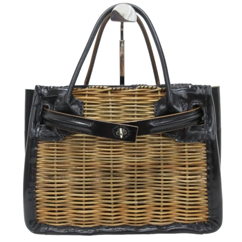 ebagos エバゴス 紅籐×ブライドルレザー トートバスケット かごバッグ