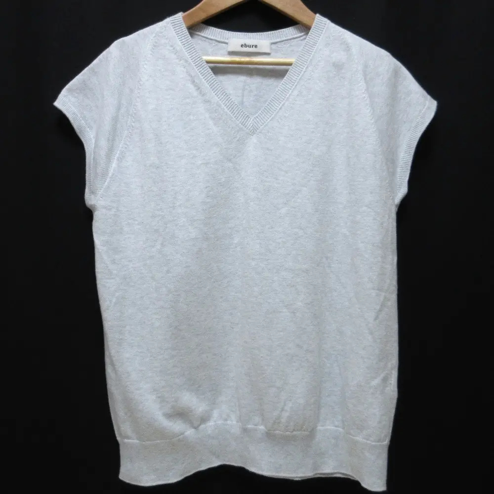 23SS ebure エブール メランジカラーコットン ノースリーブニットプルオーバー カットソー セーター 3710800303 ライトグレー
