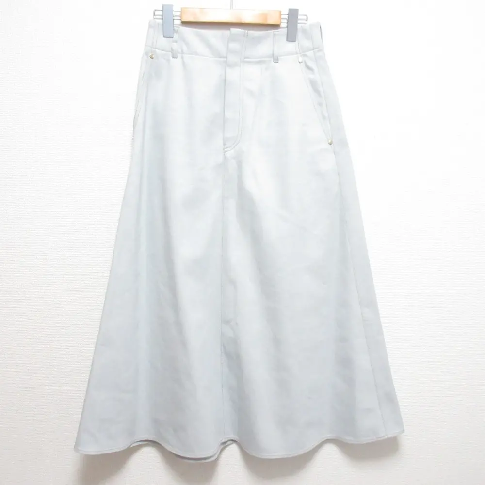23SS ebure エブール リアクティブデニム トラペーズスカート 3710500136 サイズ38 ライトブルー
