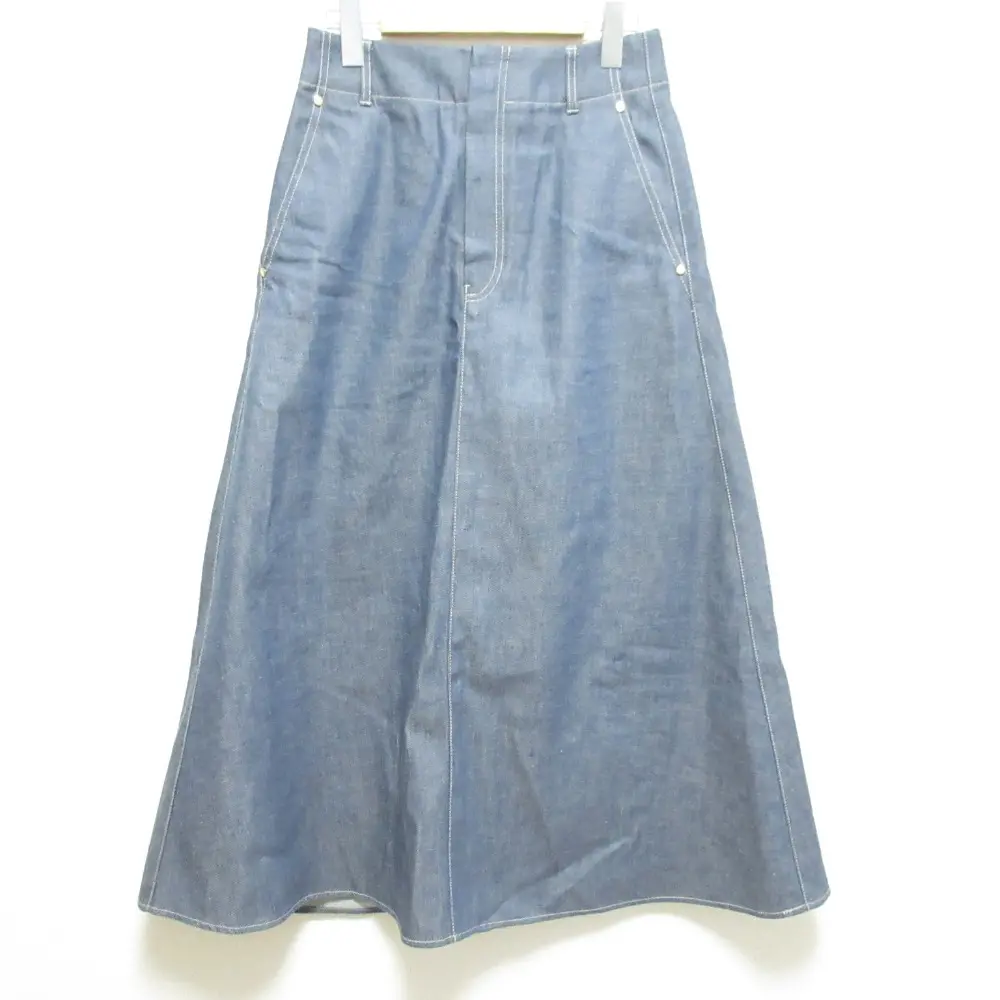 23年　エブール　ebure リアクティブデニム トラペーズスカート 23SS ebure エブール リアクティブデニム トラペーズスカート ロング