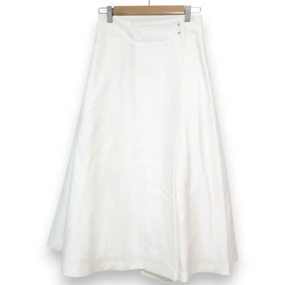 23SS ebure エブール ビスコースリネンブレンド タックフレア ロングスカート 37105001253264 サイズ36 オフホワイト