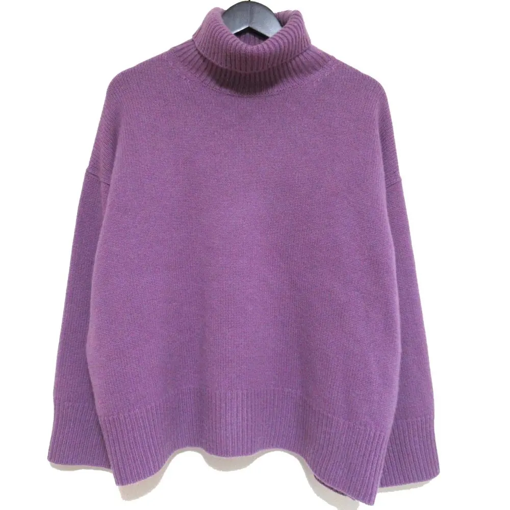 20AW ebure エブール ロンハーマン別注 カシミヤ100％ タートルネック ワイドニット セーター パープル