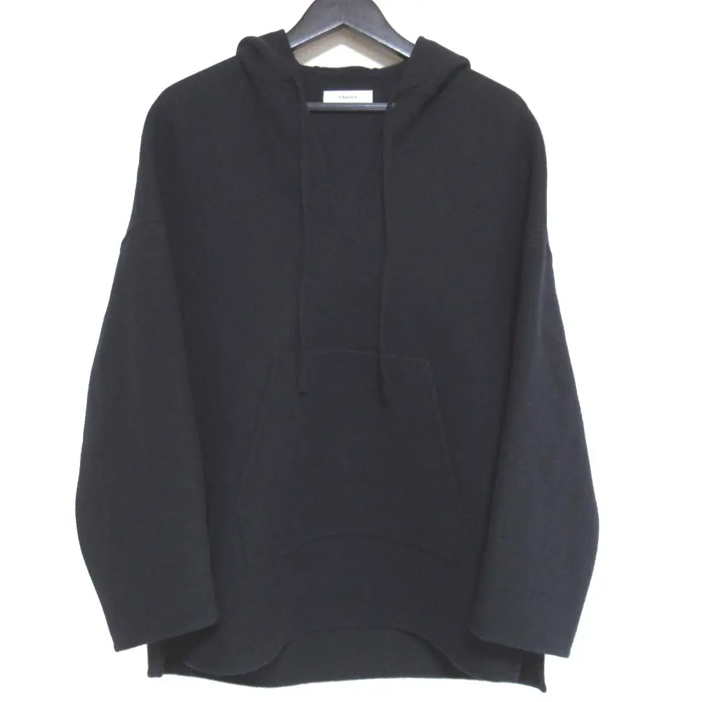 21AW ebure エブール ジロンラムメルトン プルオーバー ダブルフェイス スキッパー パーカー 36サイズ ダークネイビー